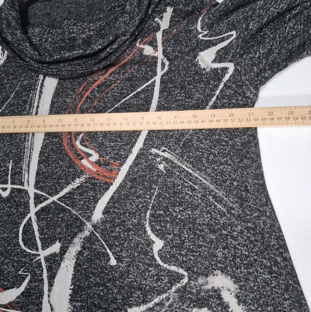 Jess & Jane Cowl Neck Tunic Top Abstract Brushstroke Womens Size M Lagenlook - Picture 9 of 10